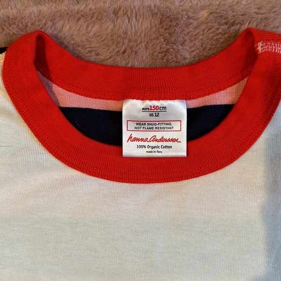 NWOT Hanna Andersson girls’ pajamas, size 150 (12), pink and blue w/ cat - Picture 4 of 10